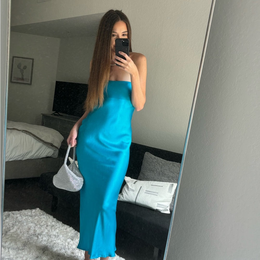 REVOLVE Strapless Teal Dress